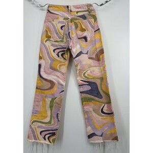 Zara Jeans Marbled straight leg multicolor pants Hipster size 2 Unique rare